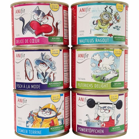 Cat Wet pet food Cat Trial Package (Schnupperpaket Katzen) 200g 1 Pack with different flavours and samples -4- Anifit
